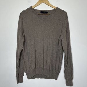 J.CREW V-Neck Sweater Cashmere Cotton Long‎ Sleeve Brown Pullover Mens Size L